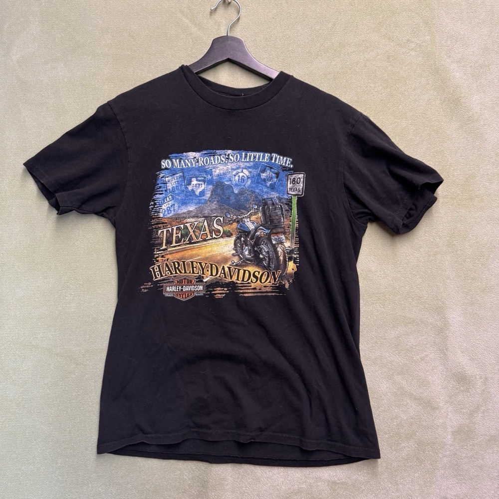 Harley Davidson Motorcycles Paris Texas Short Sleeve Black T-Shirt Size Medium
